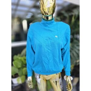 Vintage Oscar de la Renta Active Sweatshirt Mock Neck Blue USA Made Medium NWT